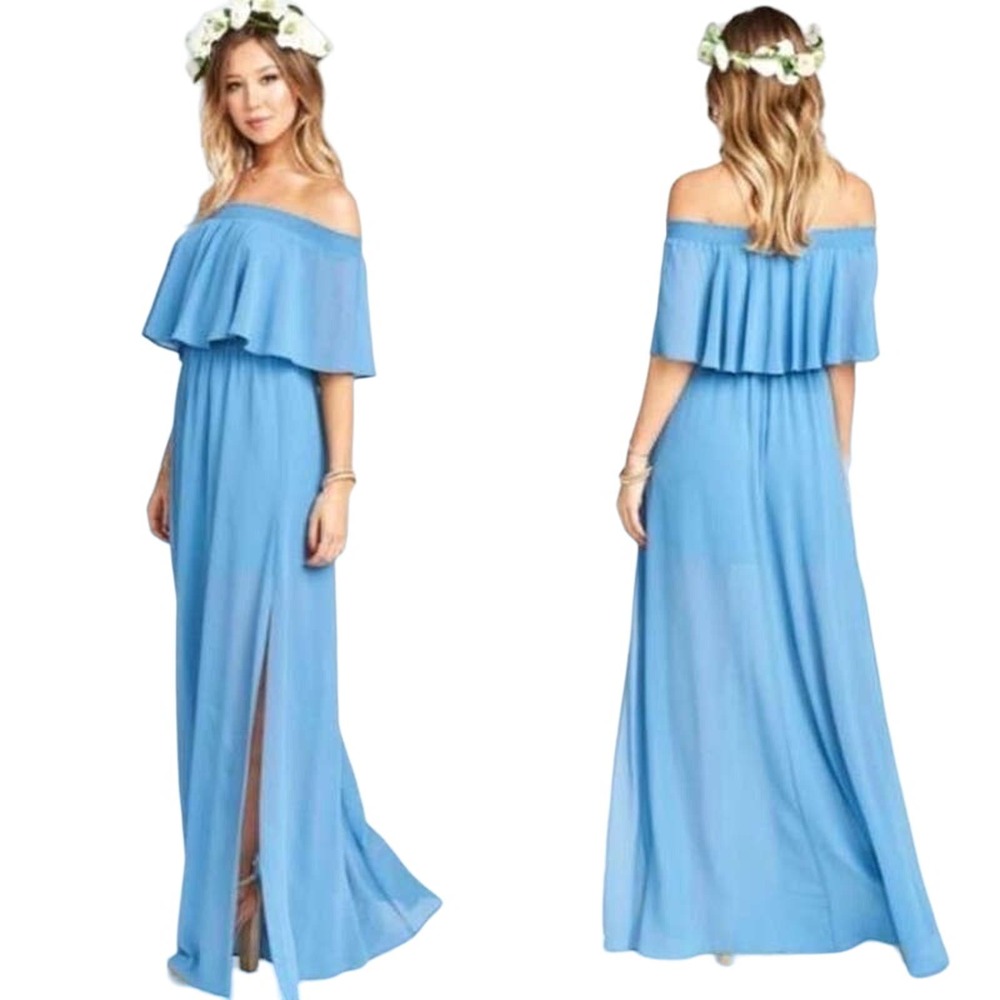 NWT Show Me Your Mumu Hacienda Maxi Dress Coastal‎ Blue Medium